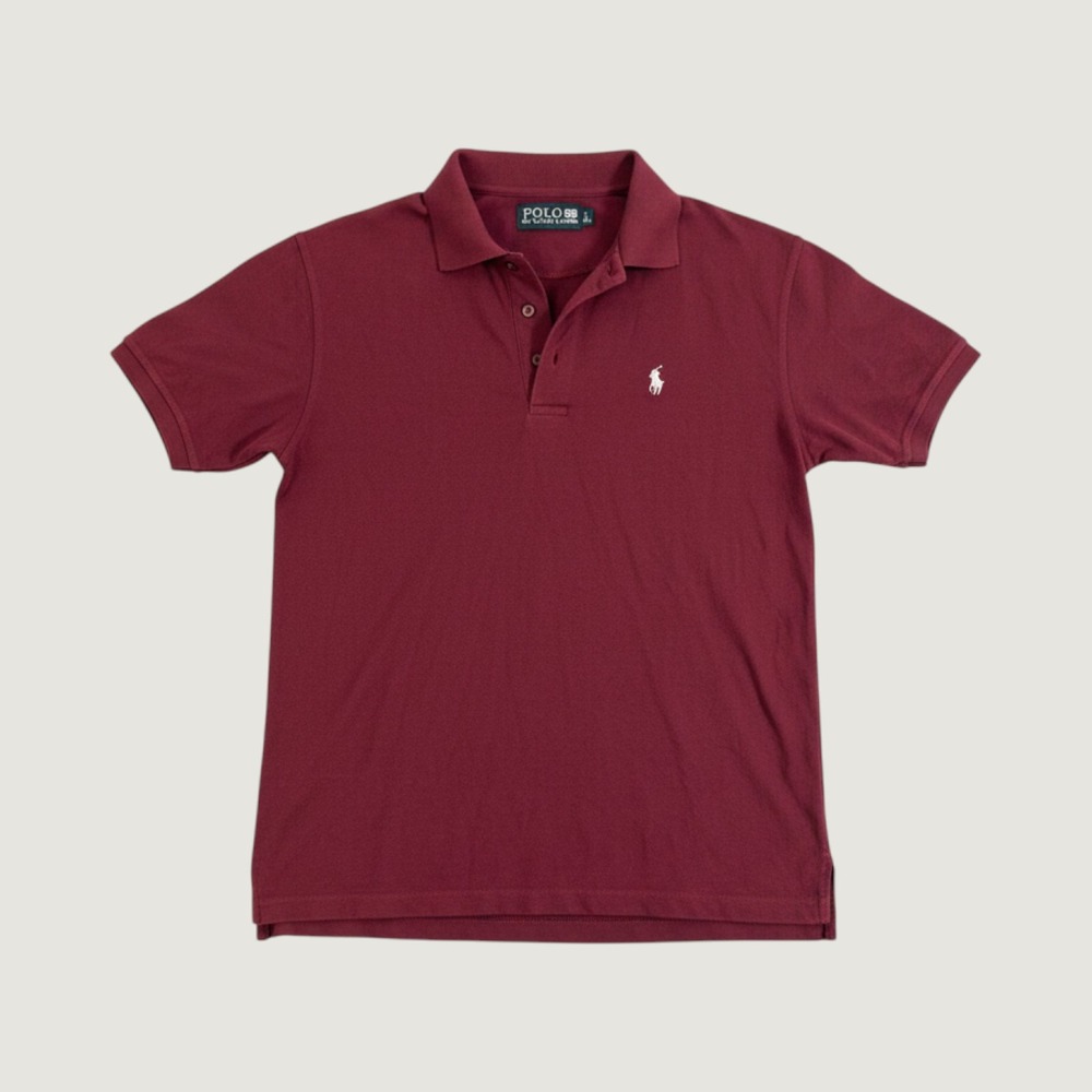 Polo Ralph Lauren Polo Shirt Mens Medium Burgundy Pique Short Sleeve Pony Maroon